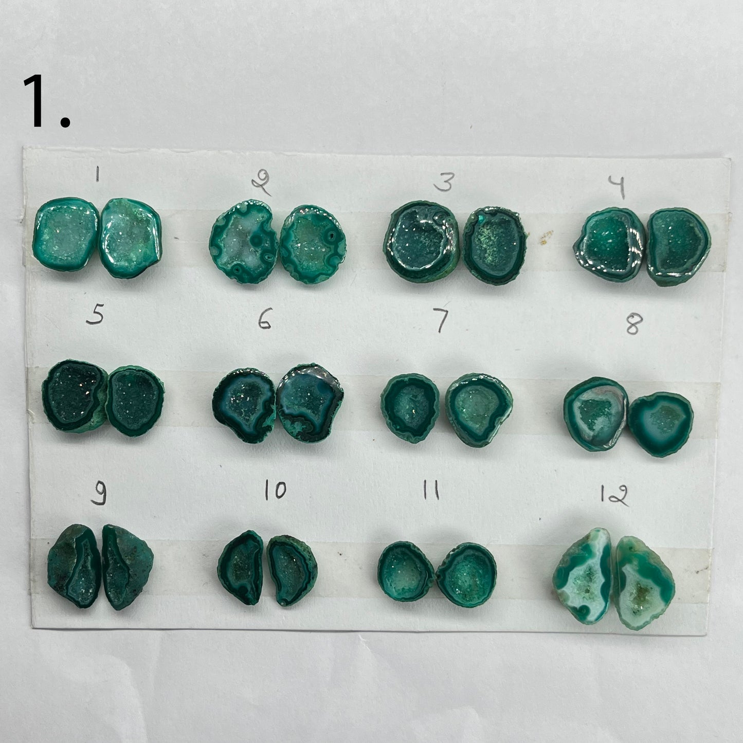 Geode Pairs by Selection 10-15mm Green