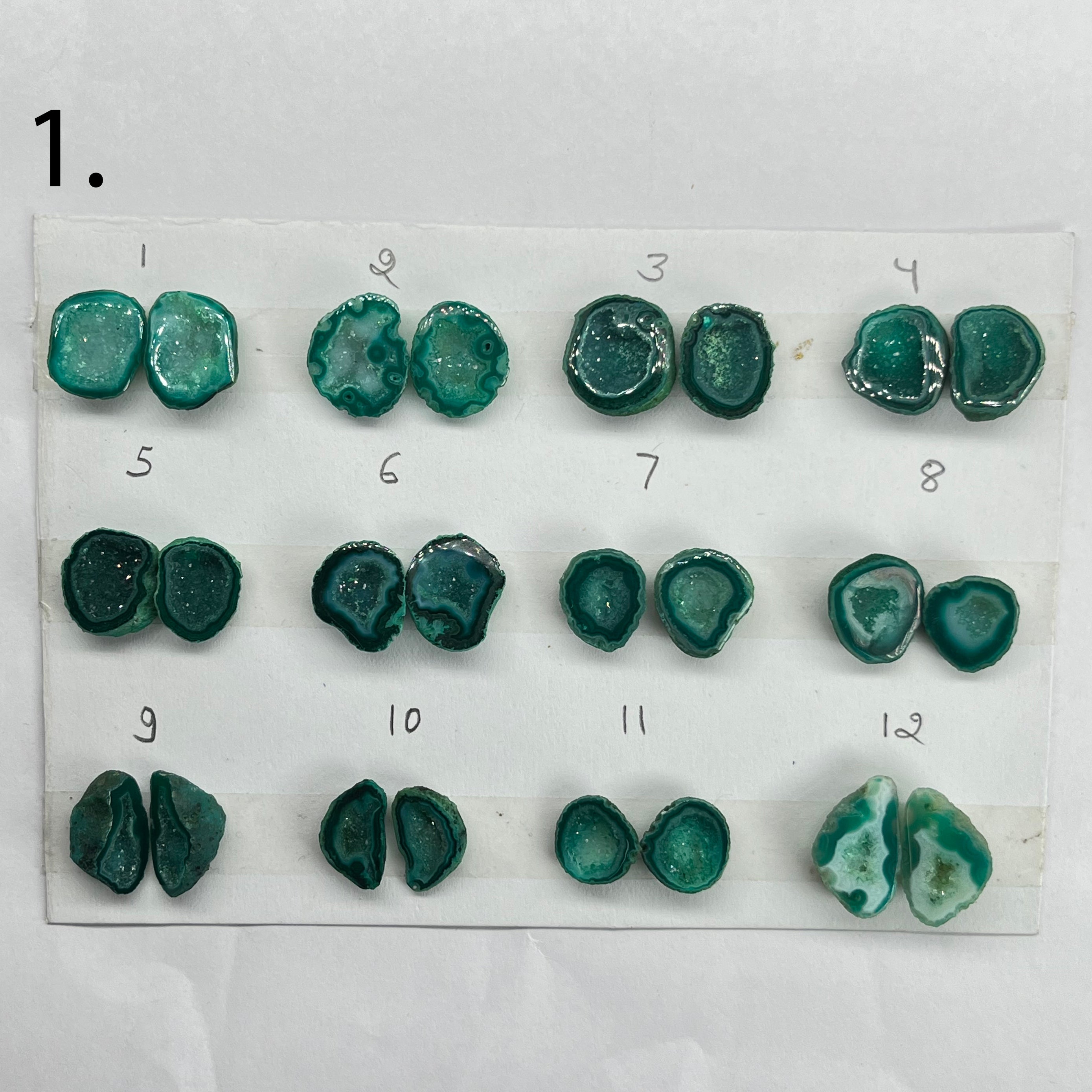 Geode Pairs by Selection 10-15mm Green