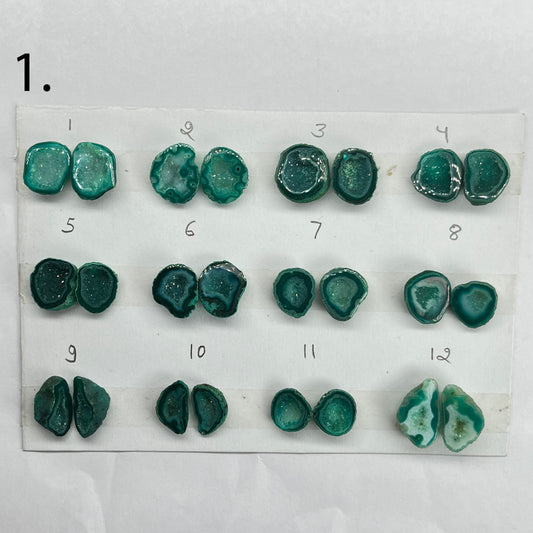 Geode Pairs by Selection 10-15mm Green