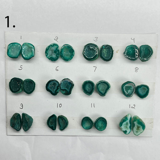 Geode Pairs by Selection 10 - 15 mm Green My Store