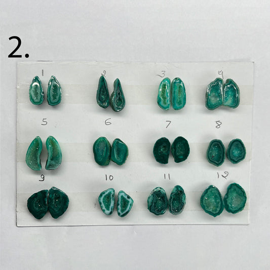 Geode Pairs by Selection 10 - 15 mm Green My Store