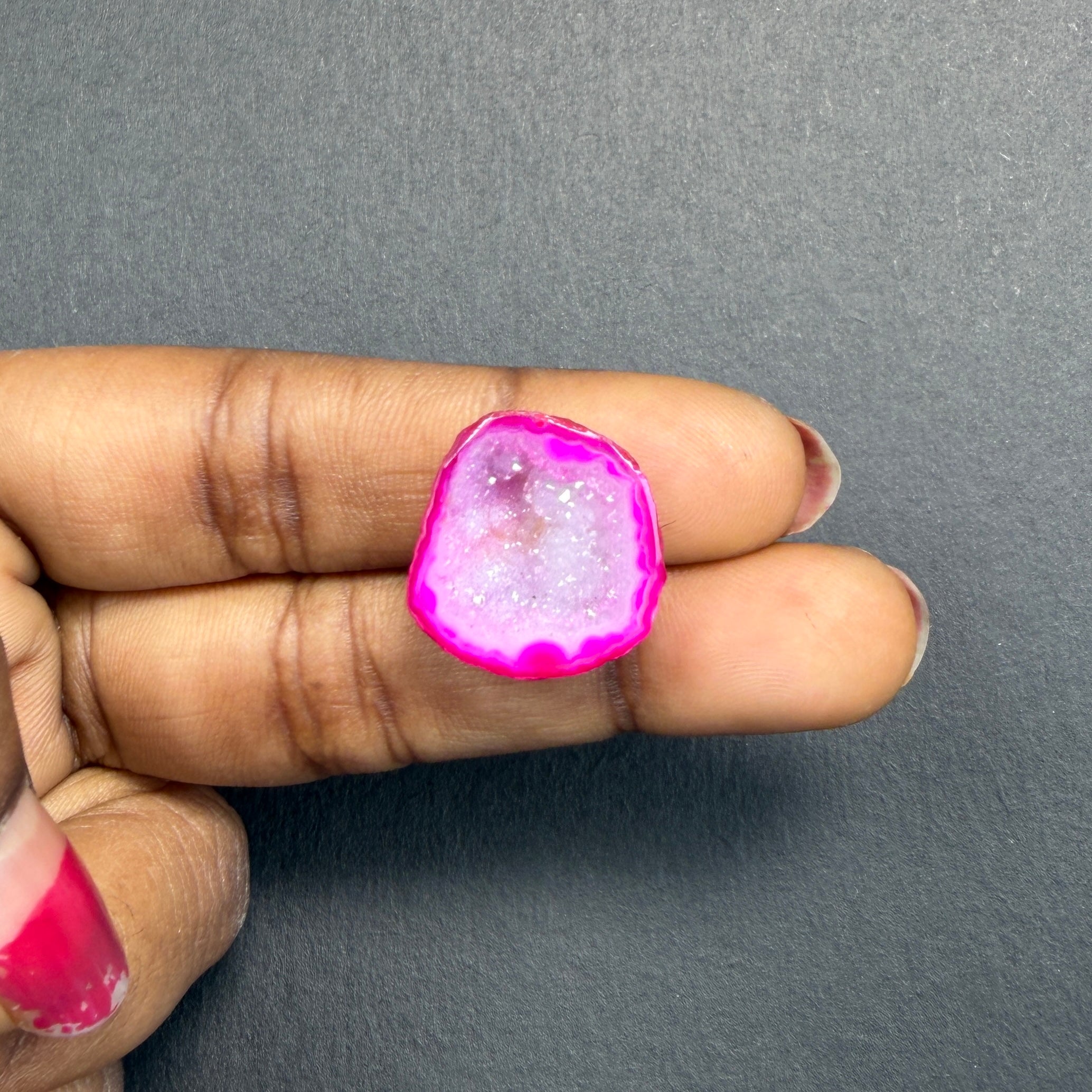 Pink Agate Druzy Geode Slices – Perfect for Ring Making