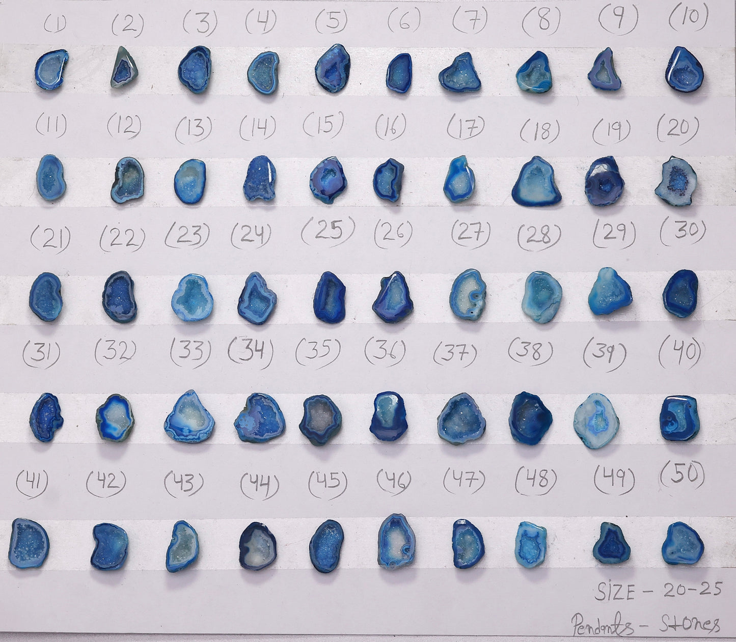 Geode Stones (Pendant) by Selection 20 -25 mm Aqua For Making Pendant Jewelry