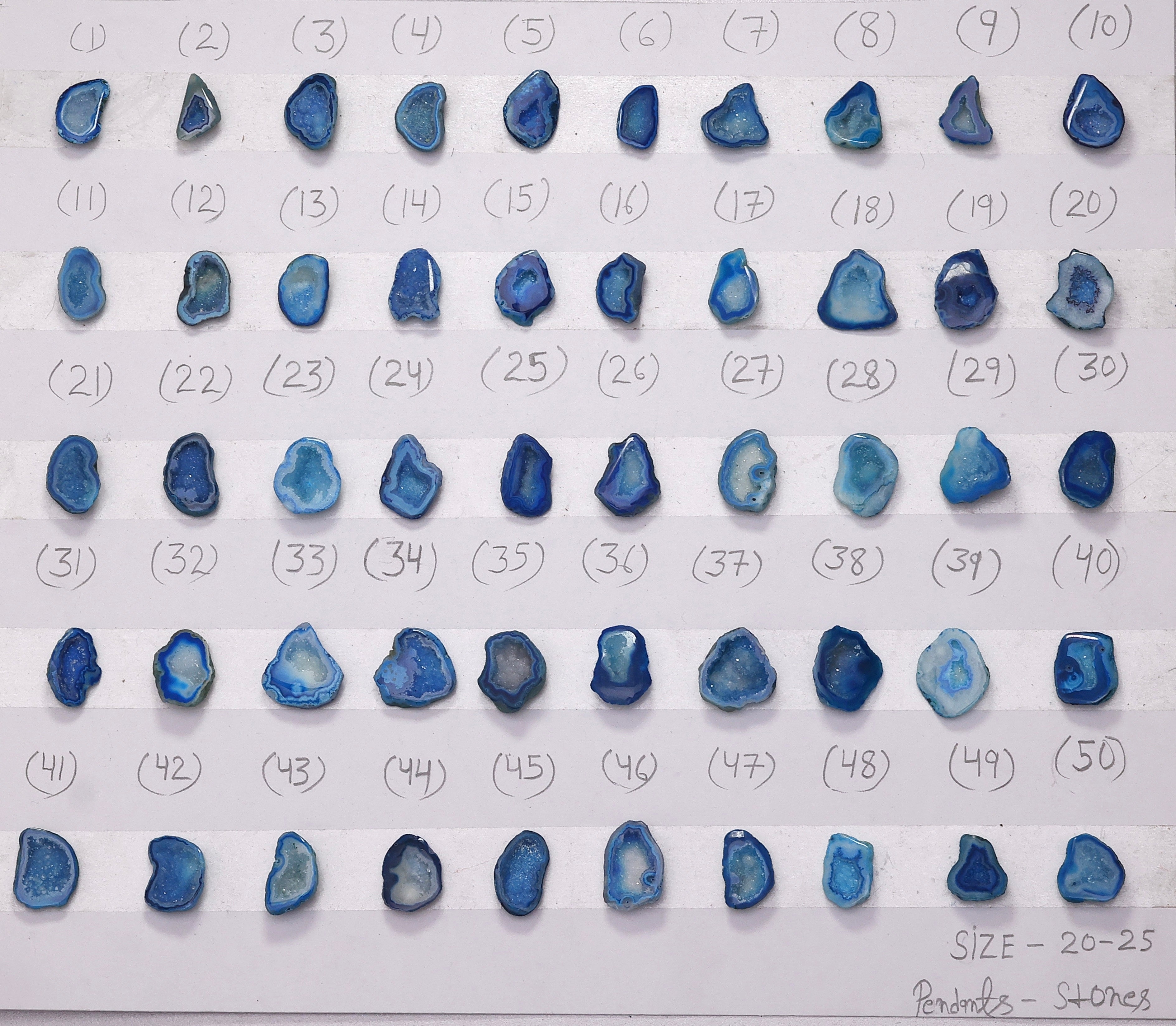 Geode Stones (Pendant) by Selection 20 -25 mm Aqua For Making Pendant Jewelry