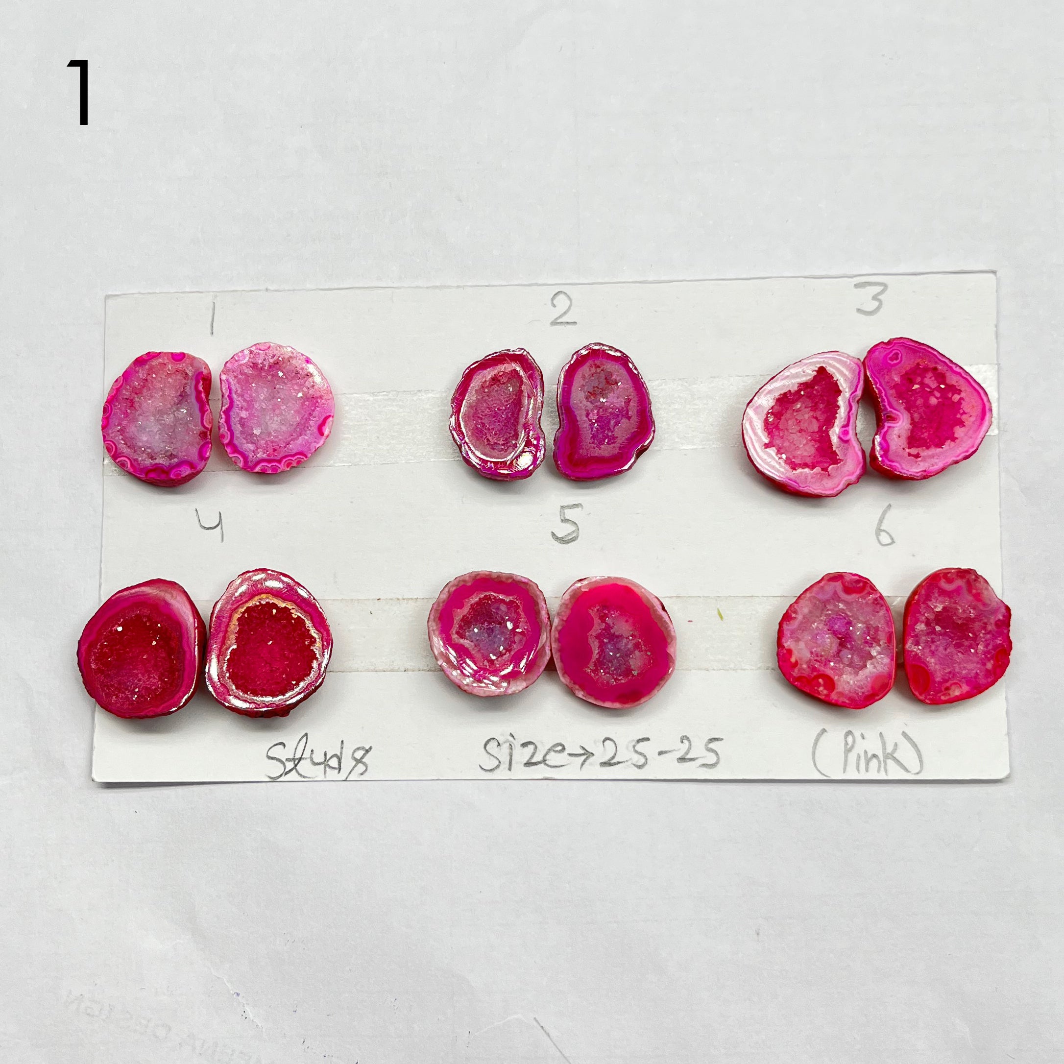 Geode Pair By selection 20-25mm pink