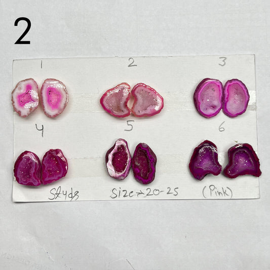 Geode Pair By selection 20-25mm pink My Store