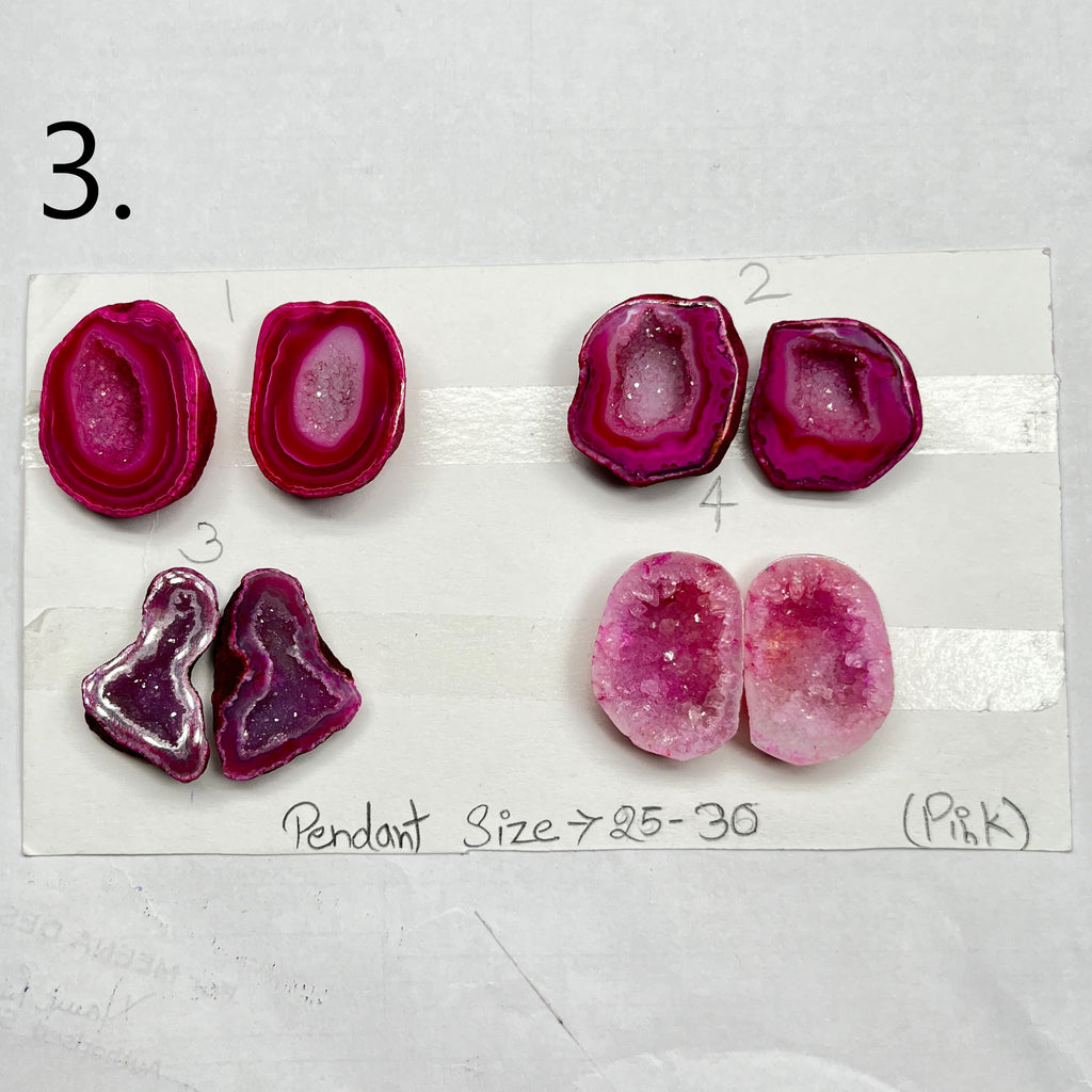 Geode Pairs by Selection 25- 30MM Pink