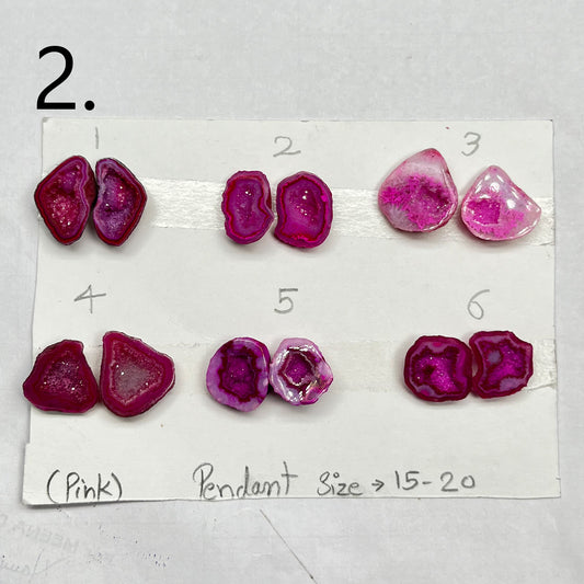 Geode Pairs by Selection 15 - 20 MM Pink