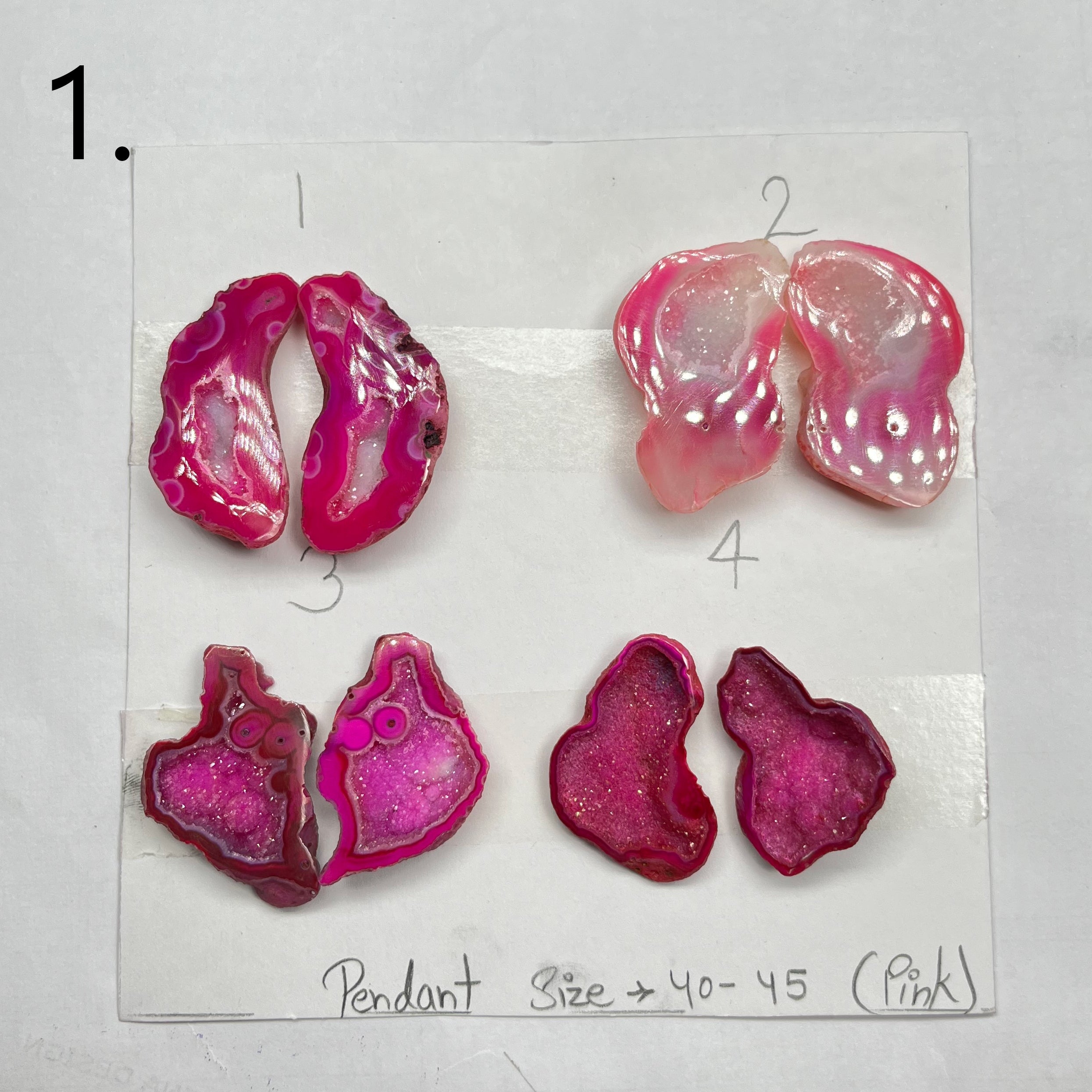 Geode Pairs by Selection 40- 50MM Pink