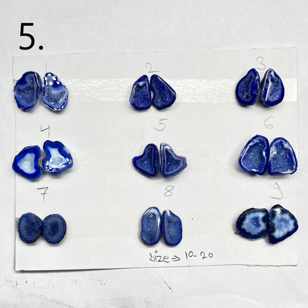 Geode Pairs by Selection 10-20mm Blue