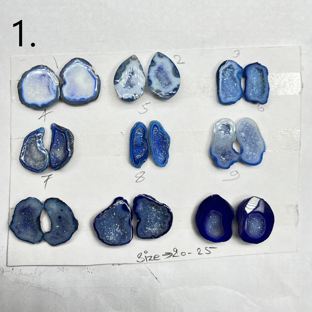 Geode Pairs by Selection 20- 25MM Blue