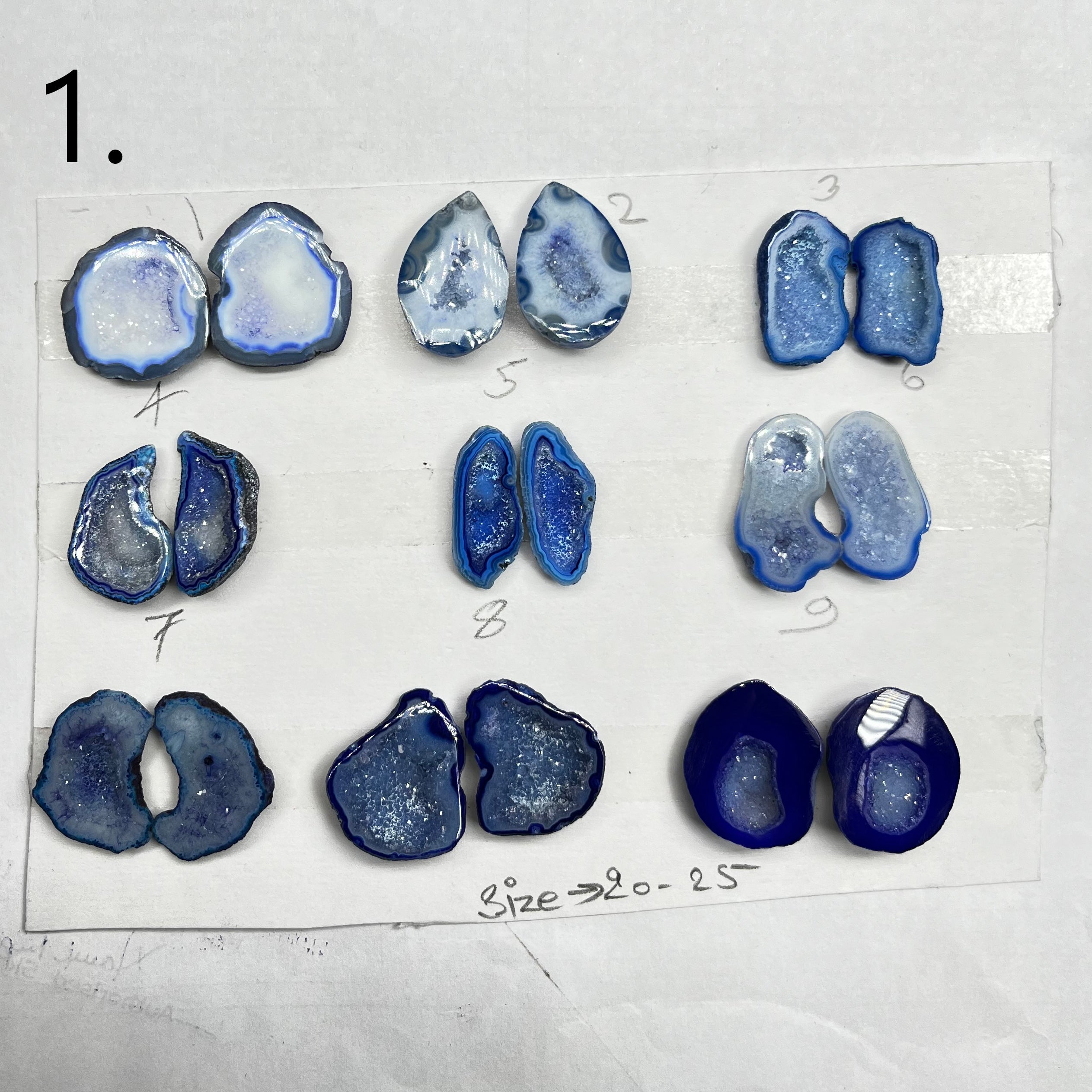 Geode Pairs by Selection 20- 25MM Blue