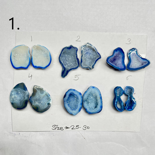 Geode Pairs by Selection 25- 30MM Blue
