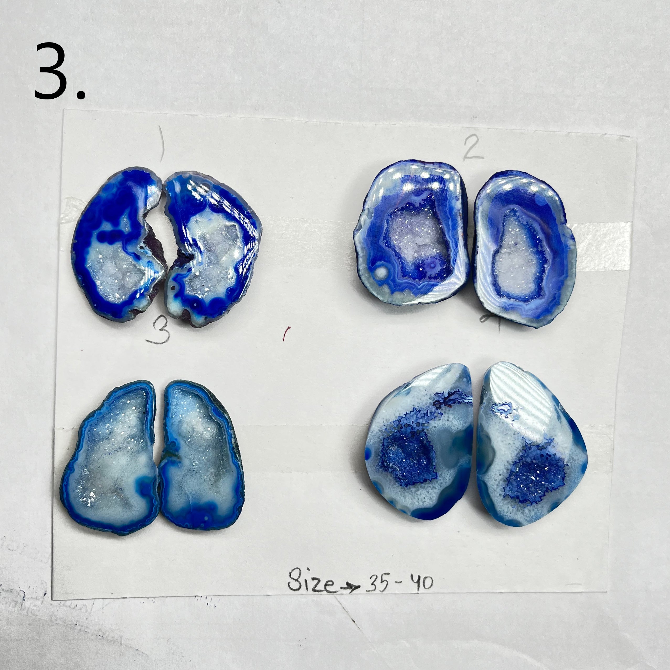 Geode Pairs by Selection 30- 40mm Blue
