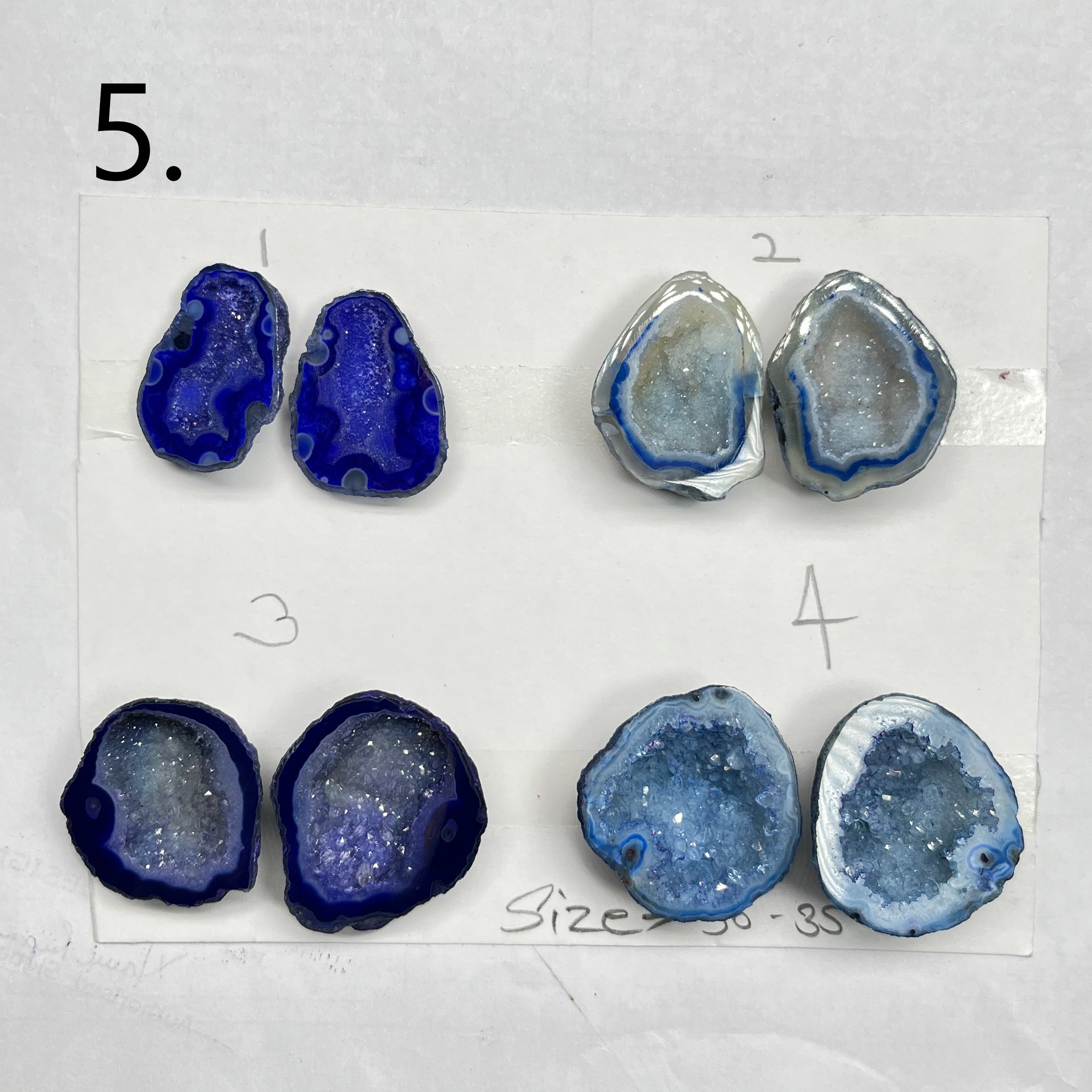 Geode Pairs by Selection 30- 40mm Blue