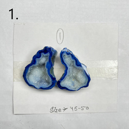 Geode (Pairs) Pendant stone by Selection 40-50mm Blue
