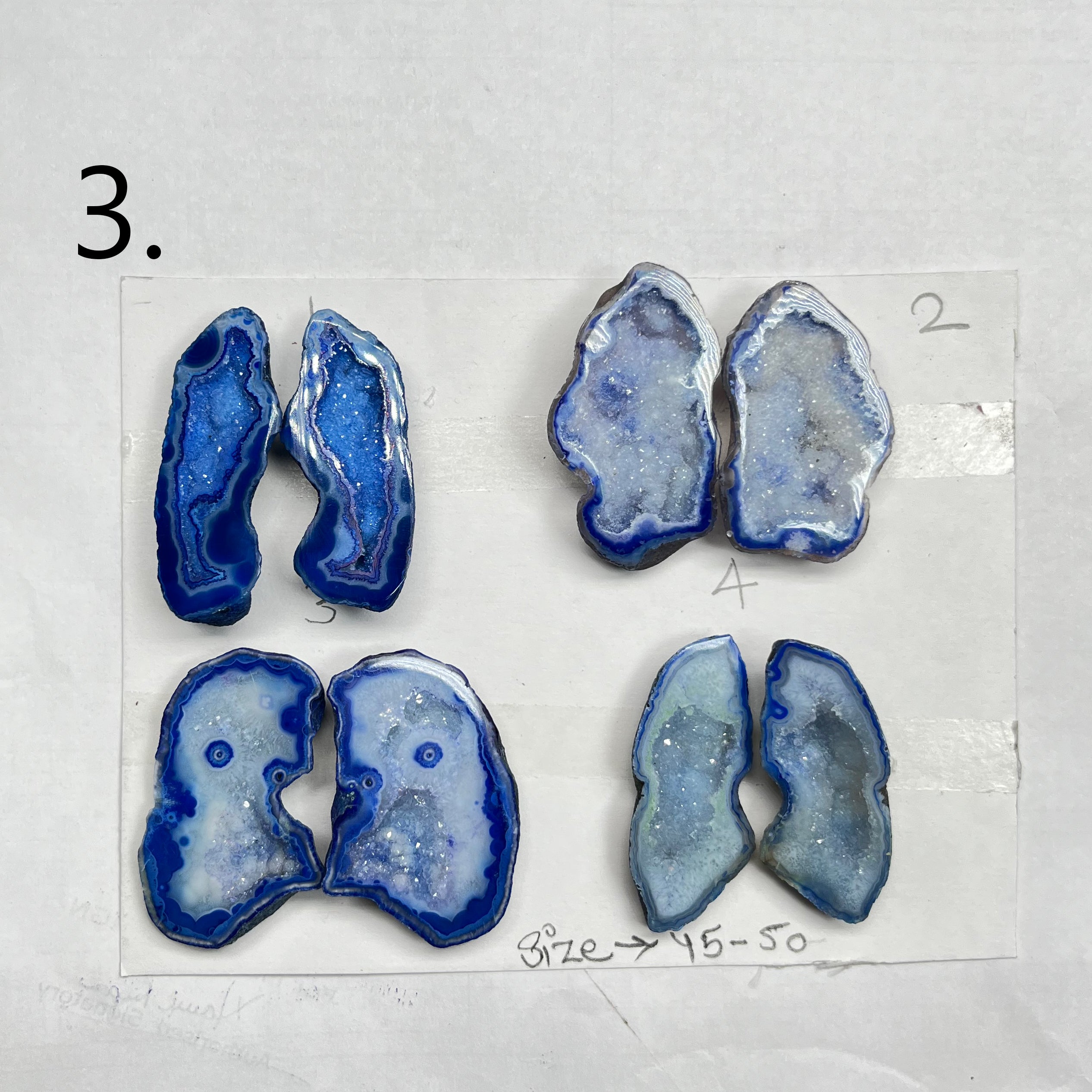 Geode (Pairs) Pendant stone by Selection 40-50mm Blue