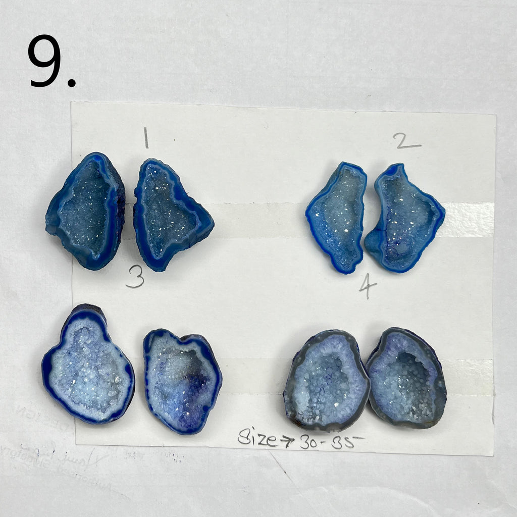 Geode Pairs by Selection 30- 40mm Blue