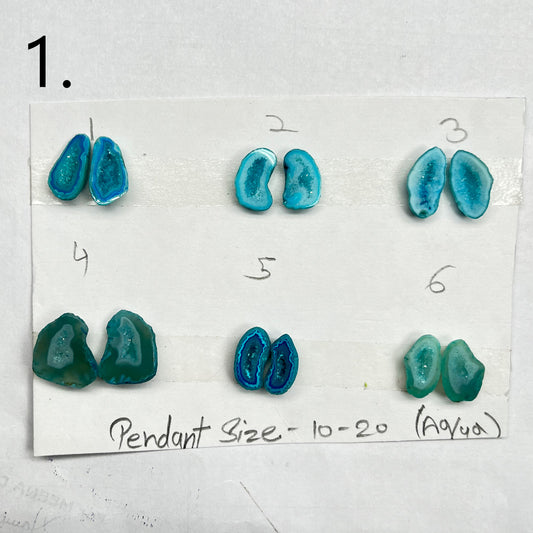 Geode Pairs ( Pendant ) by Selection 10 - 20 mm Aqua