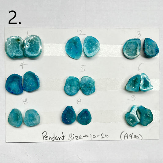Geode Pairs ( Pendant ) by Selection 10 - 20 mm Aqua