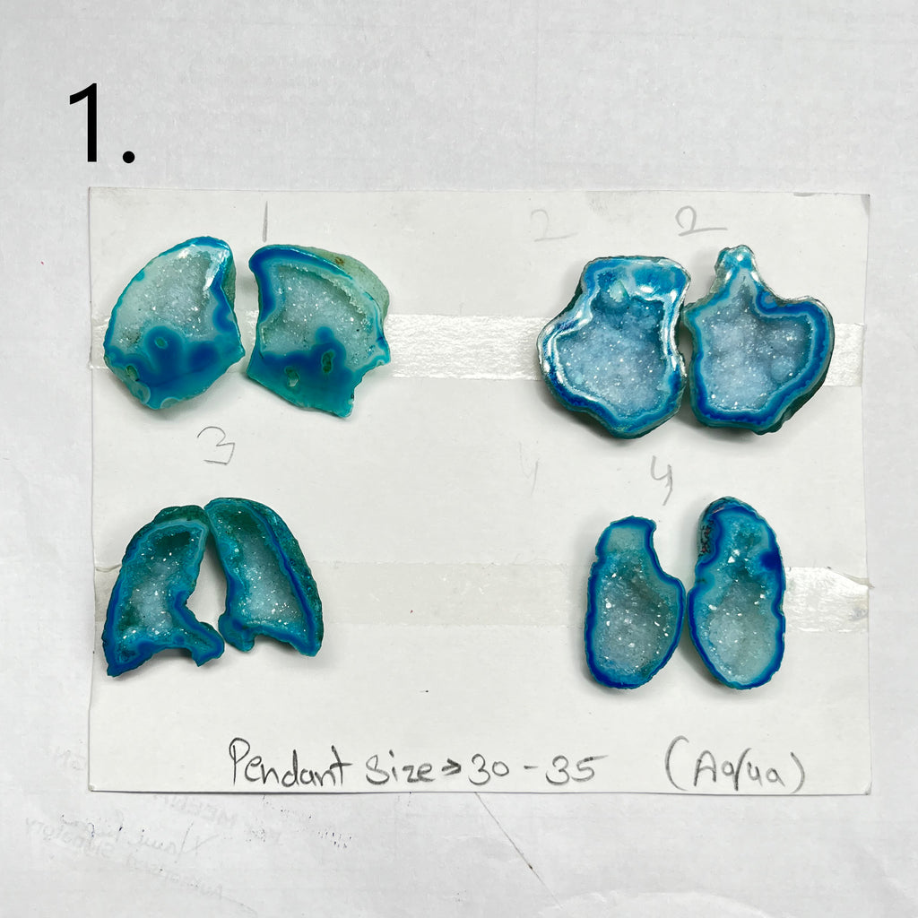 Geode (Pairs) Pendant stone by Selection 35-45mm Aqua