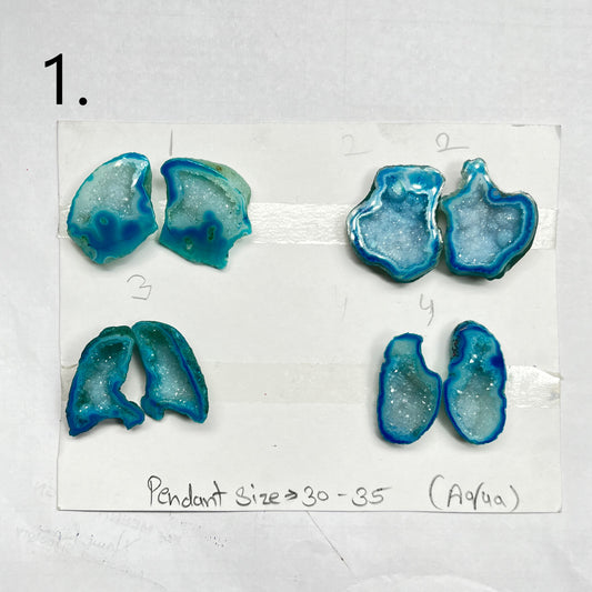 Geode (Pairs) Pendant stone by Selection 35-45mm Aqua