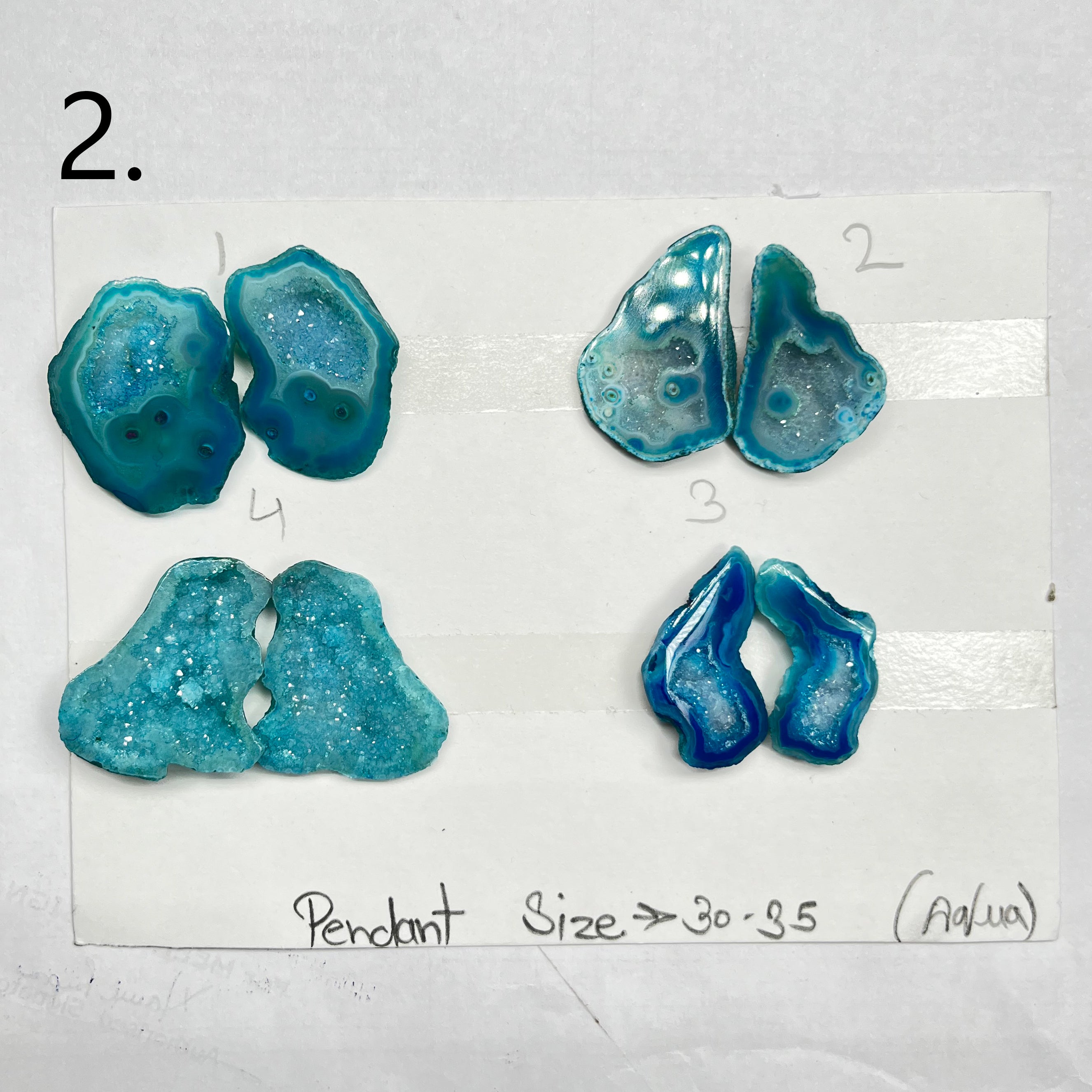 Geode (Pairs) Pendant stone by Selection 35-45mm Aqua