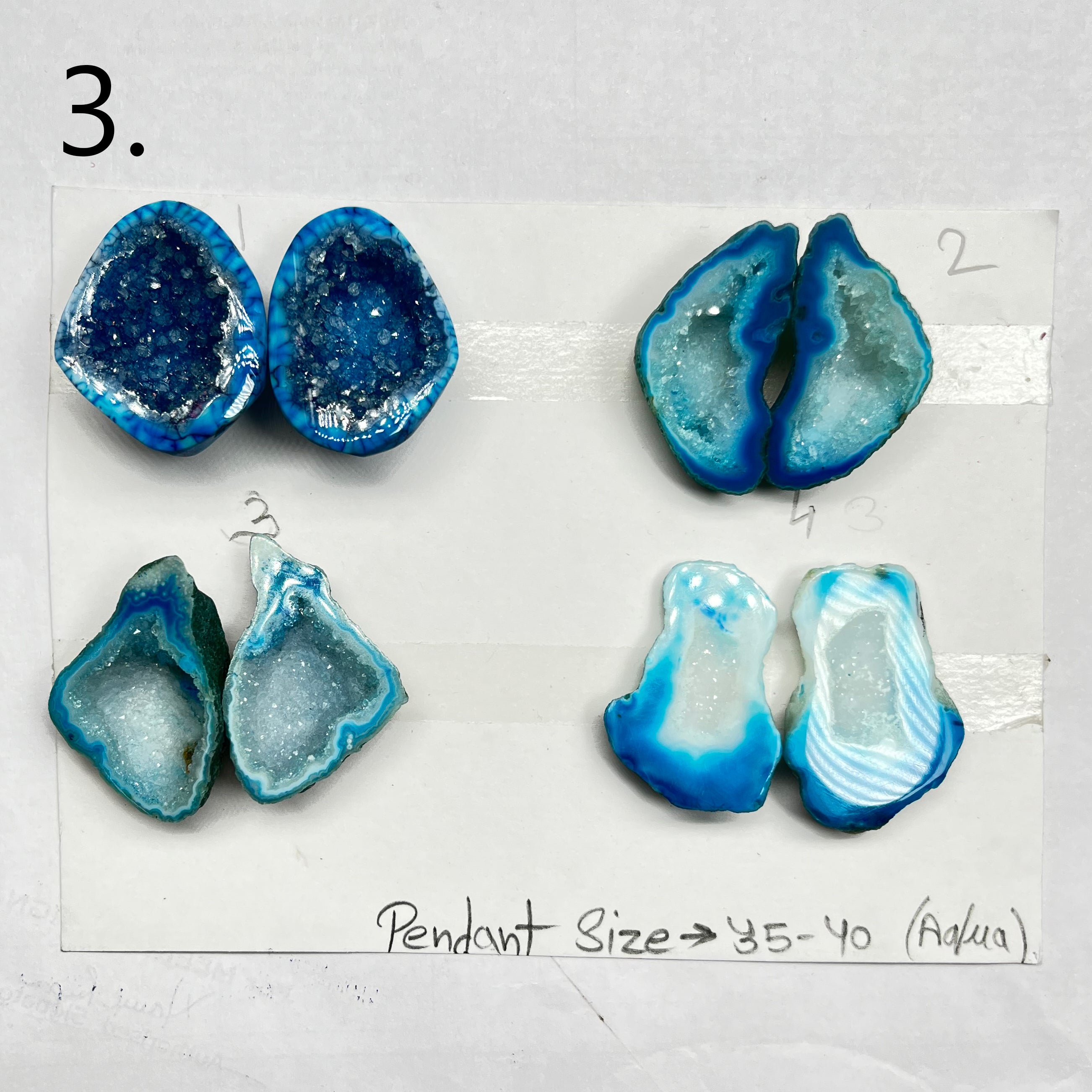 Geode (Pairs) Pendant stone by Selection 35-45mm Aqua