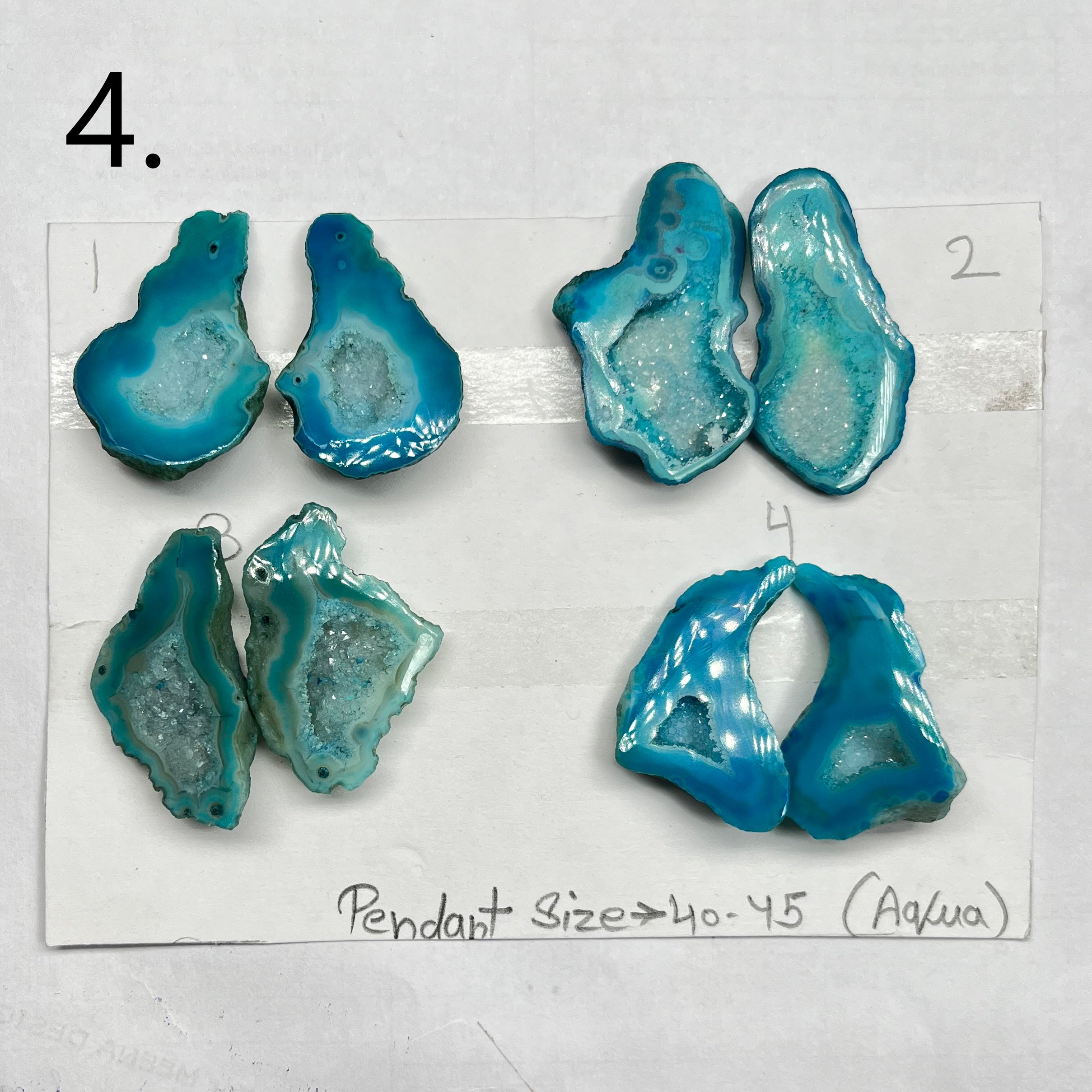 Geode (Pairs) Pendant stone by Selection 35-45mm Aqua