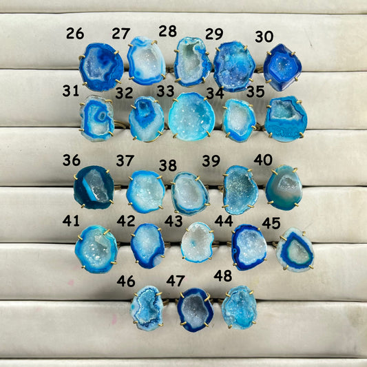 Rings by Selection Anokha Brass Gold Plated 20- 25 MM aqua