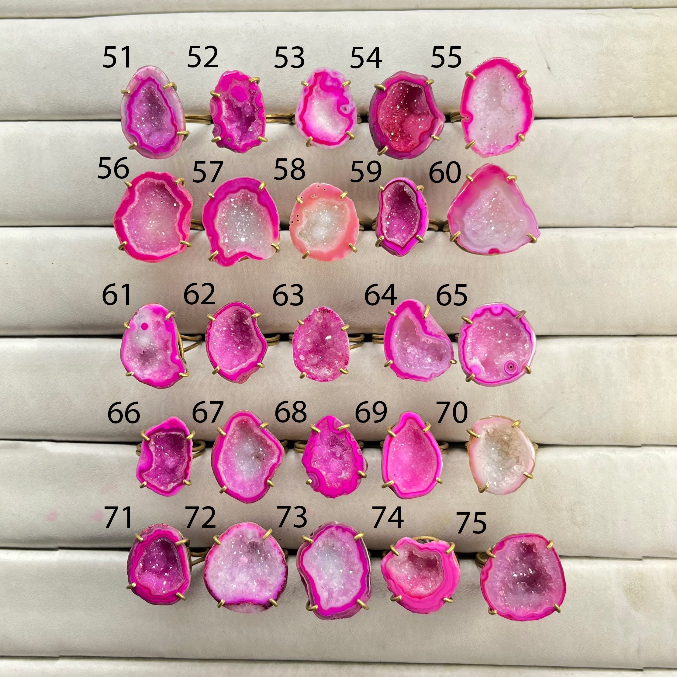 Rings by Selection Anokha Brass Gold Plated 20- 25 MM Pink