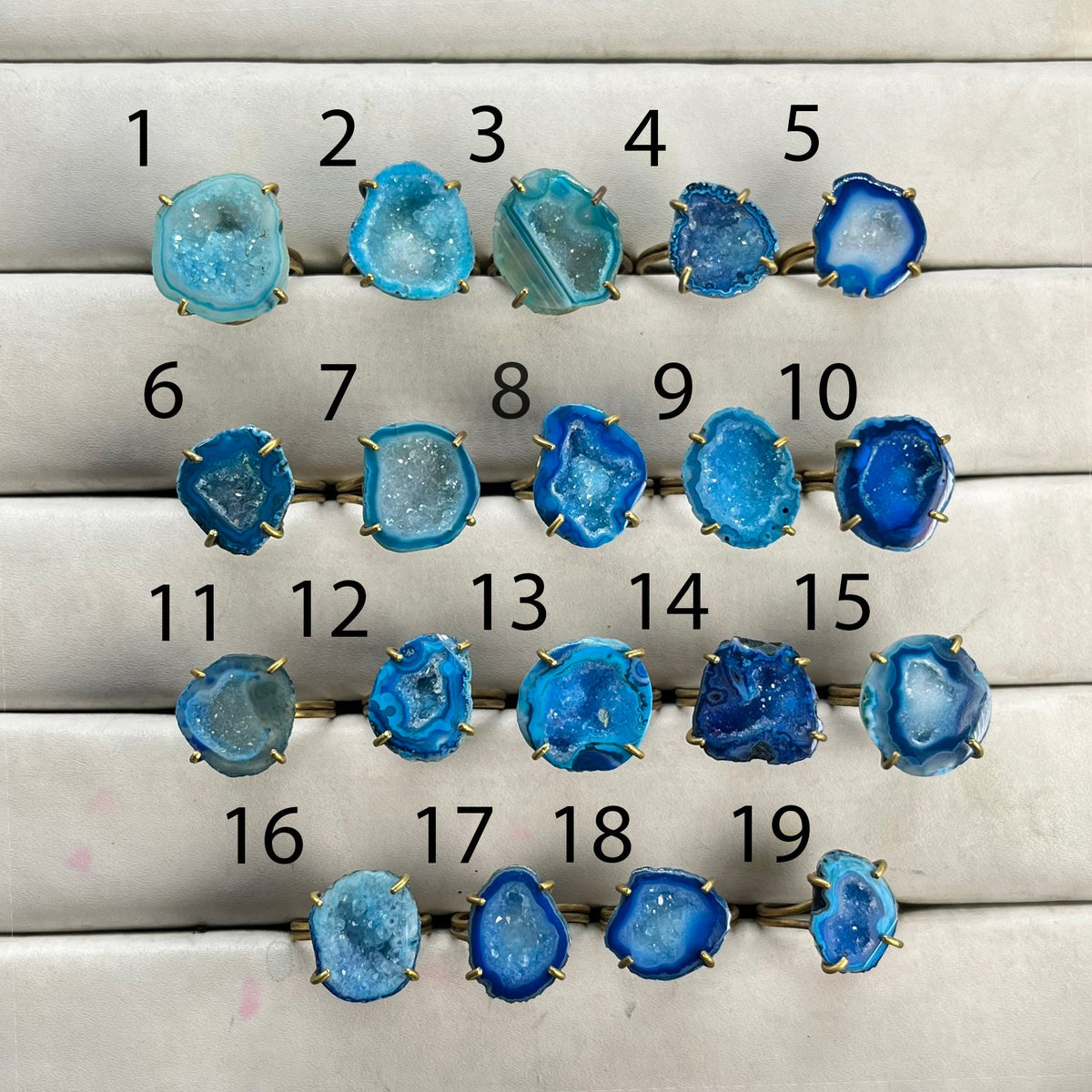 Rings by Selection Anokha Brass Gold Plated 10 - 20 MM Aqua My Store