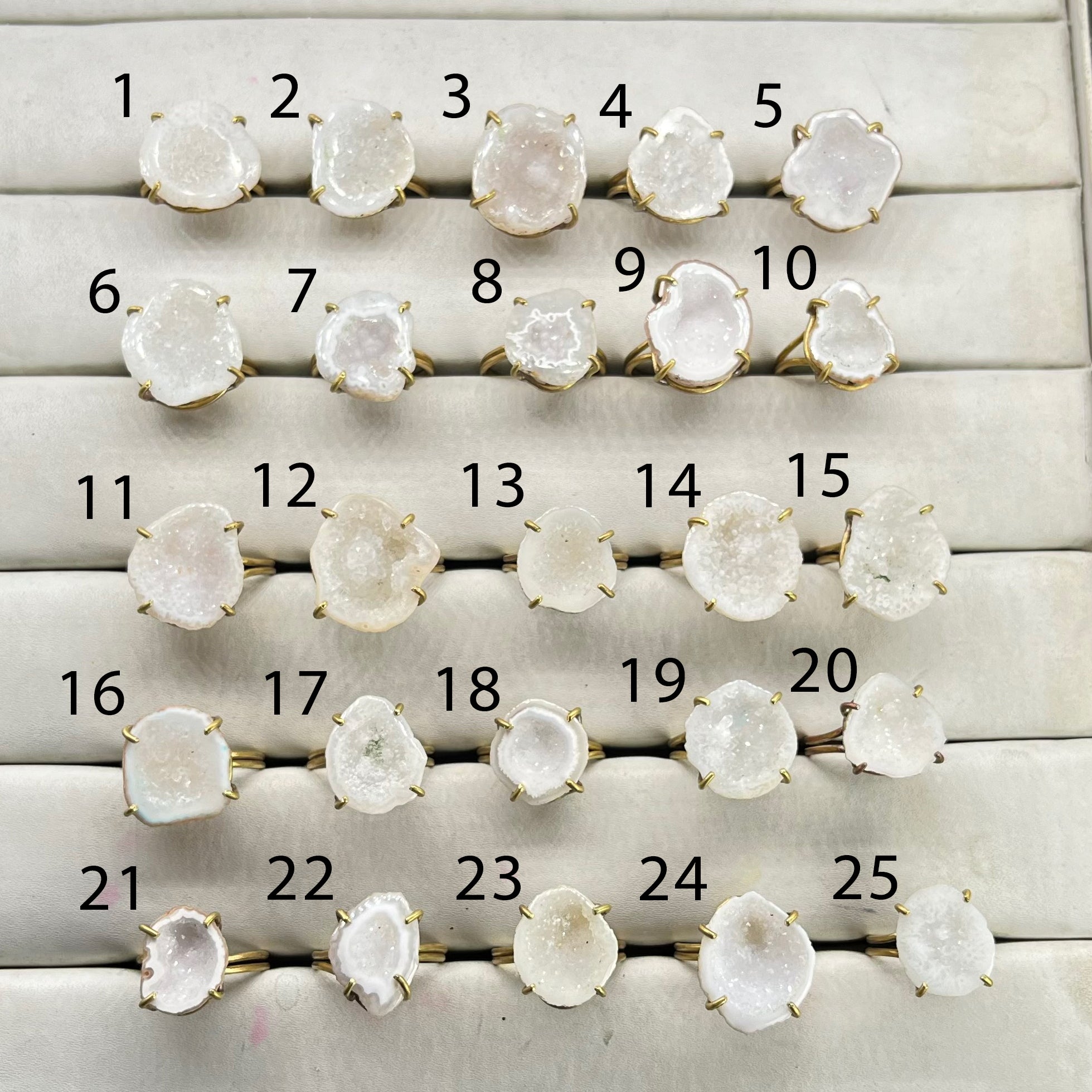 Rings by Selection Anokha Brass Gold Plated 15- 20 MM White
