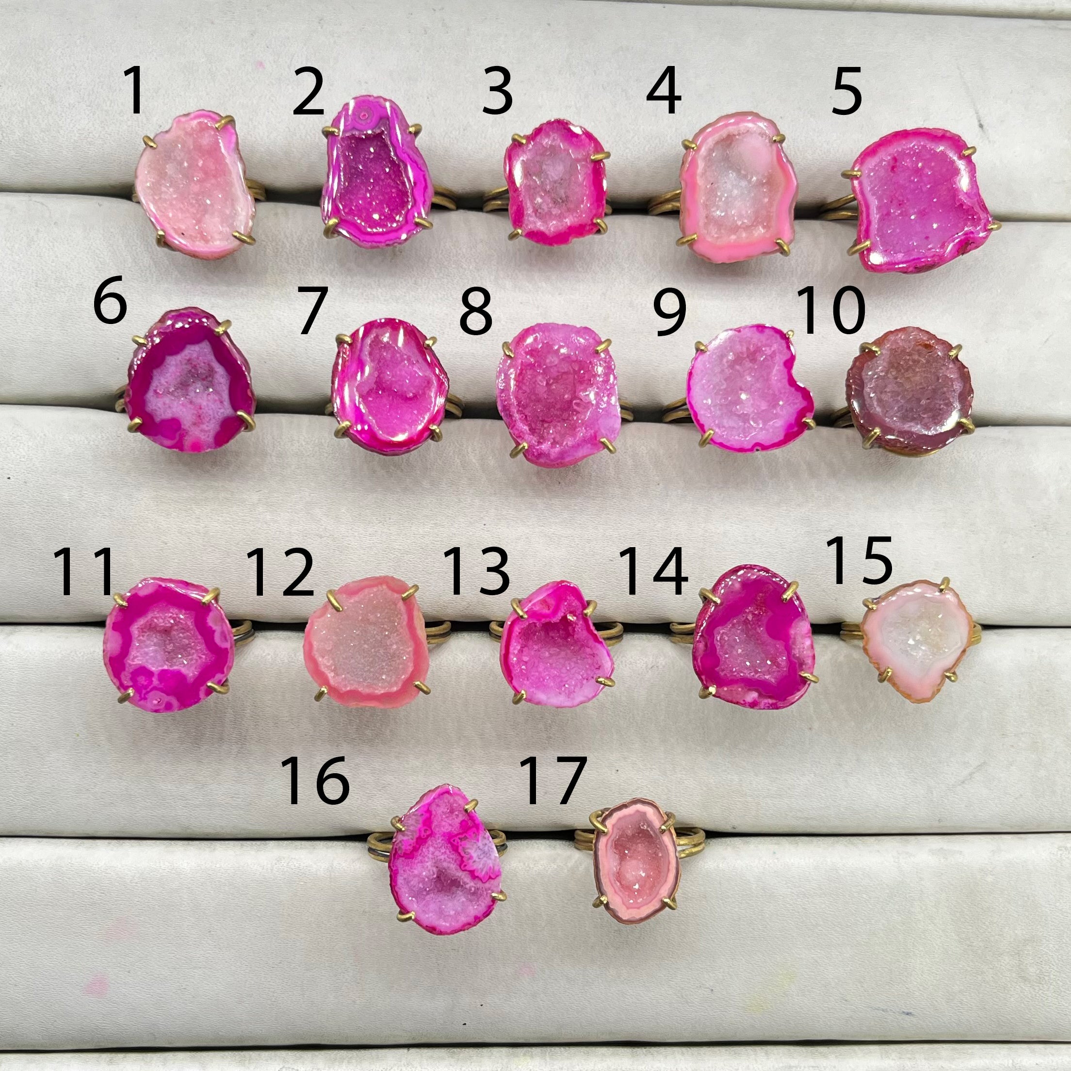 Rings by Selection Anokha Brass Gold Plated 15- 20 MM Pink