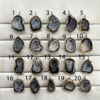 Geode  Bezel Pendant stone by Selection 30- 40mm Black