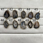 Geode  Bezel Pendant stone by Selection 30- 40mm Black