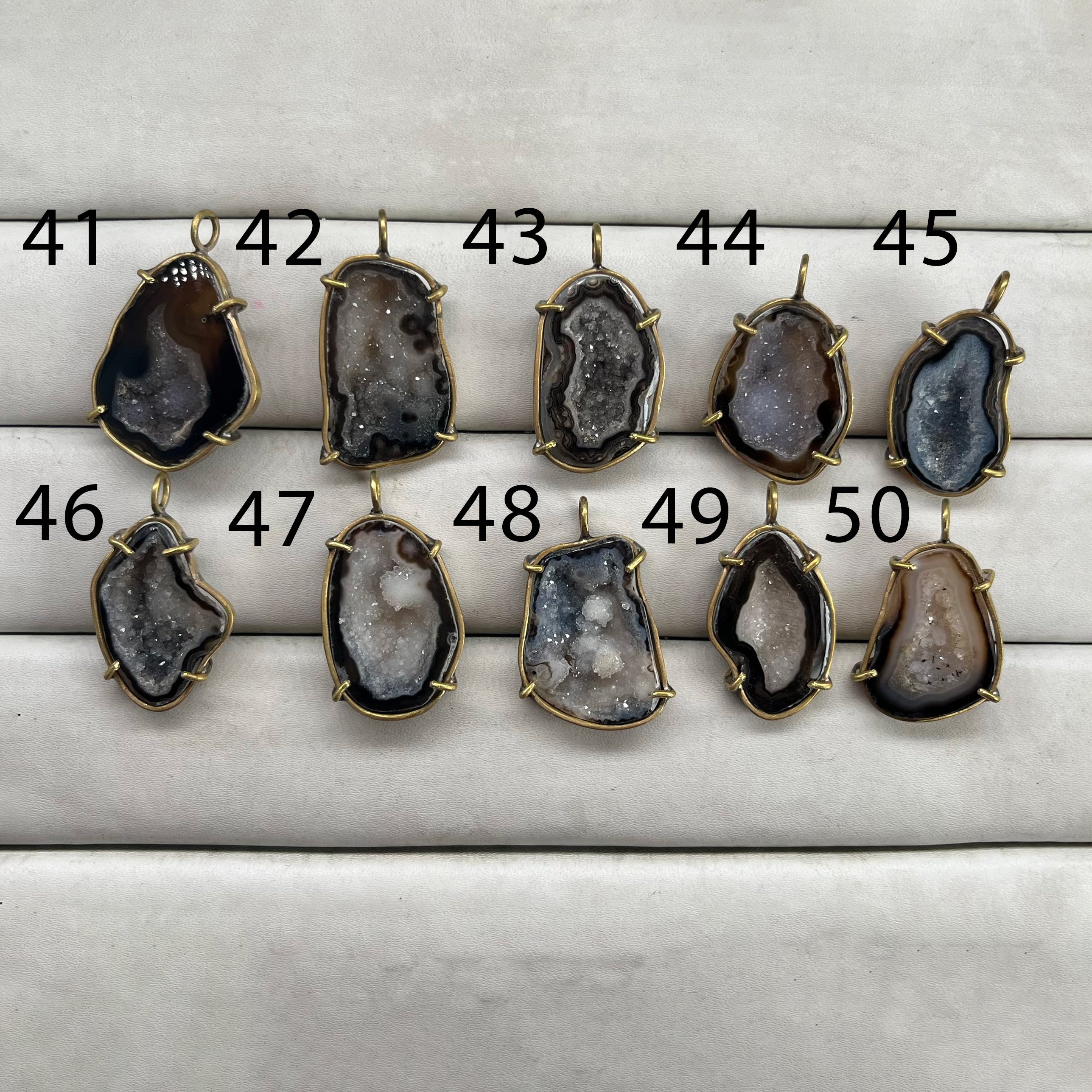 Geode  Bezel Pendant stone by Selection 30- 40mm Black