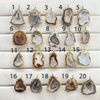 Geode  Bezel Pendant stone by Selection 30- 40mm Brown
