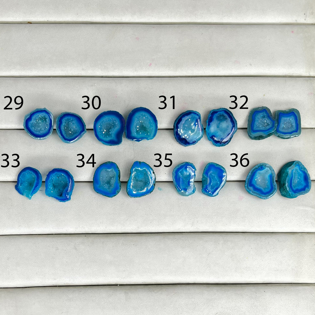 Geode Pairs (Stud) by Selection 10-25mm Aqua