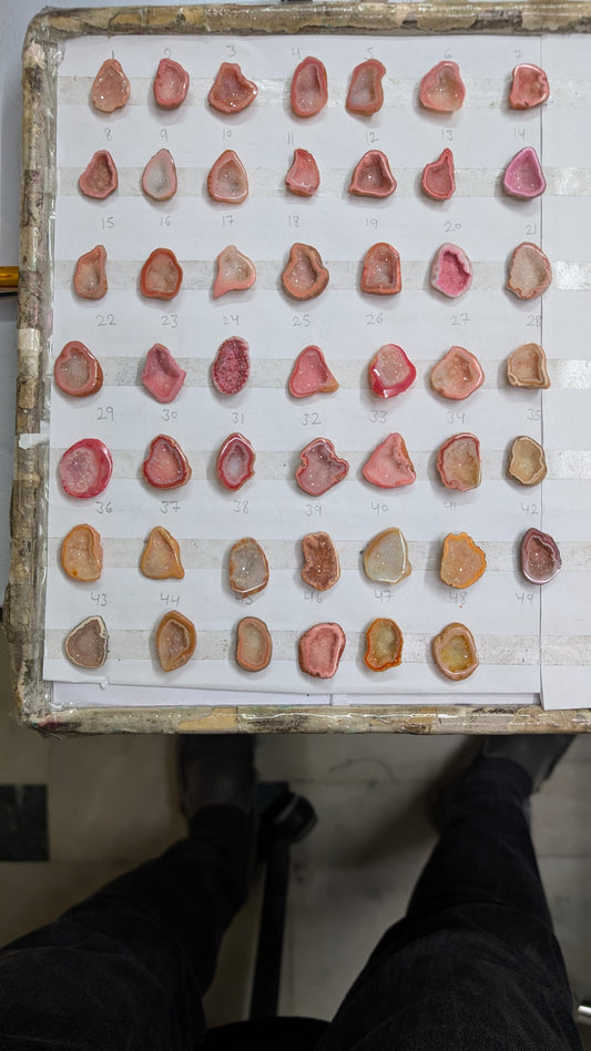 Premium Natural Pink Geode Crystals 20–25mm – Hand-Selected Gemstone Geodes for Ring | Get Exact Piece Shown in the Picture