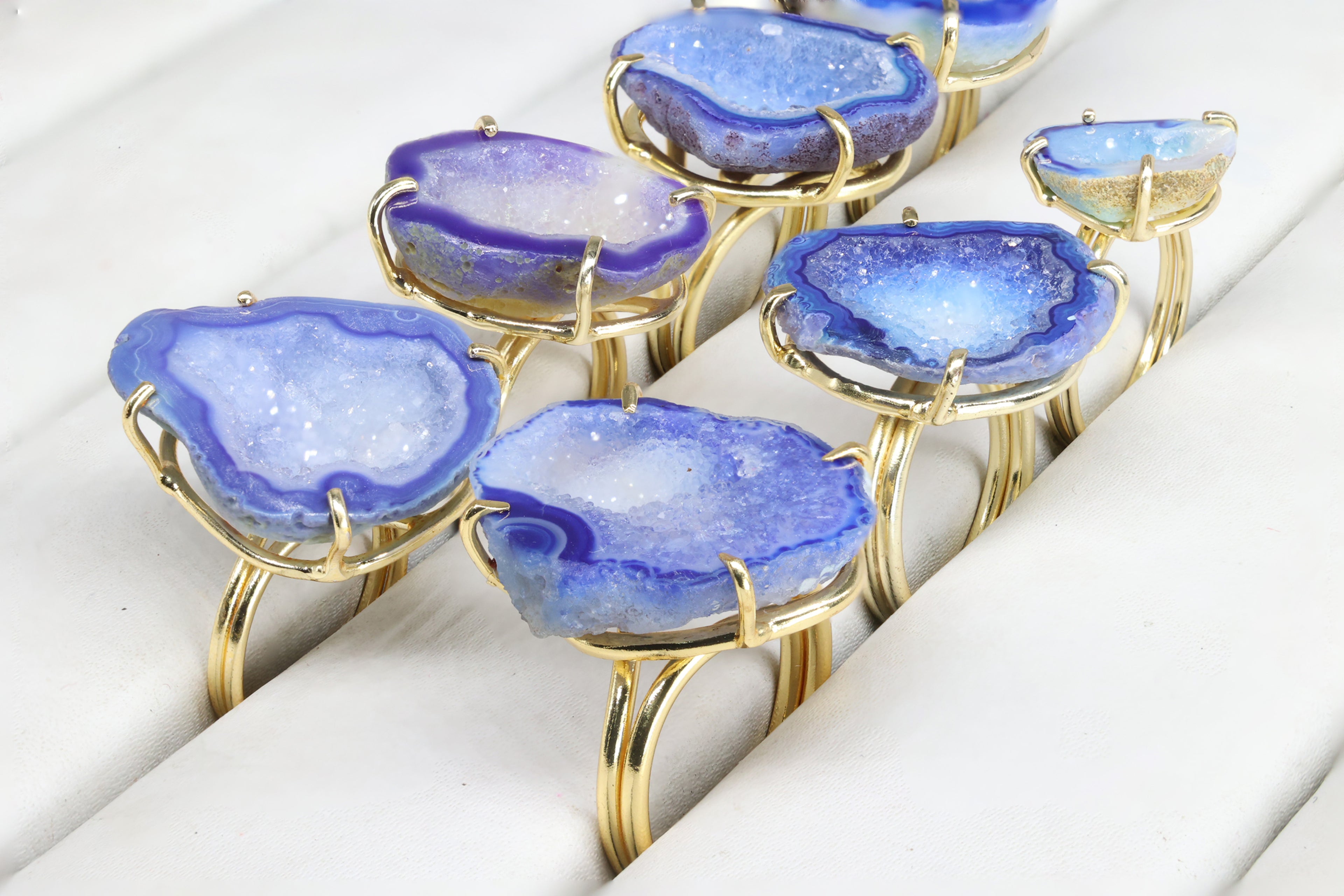 Rings by Selection Anokha Brass Gold Plated 15 - 25 MM Blue