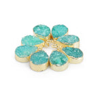 Connectors 8 * 12 mm Natural Agate druzy gemstone 24 k gold Edged 1 Bail pear teardrop