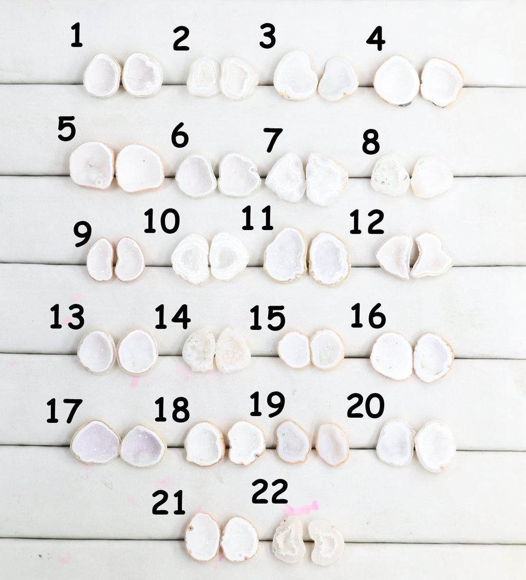 Geode Pairs by Selection 15 - 20 MM Milky White