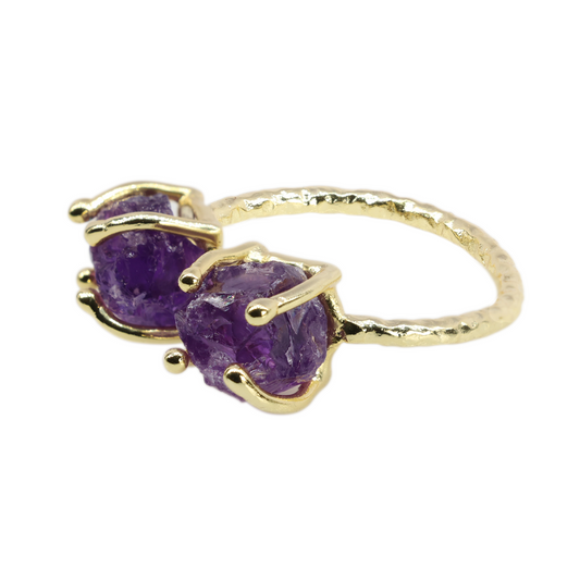Verstellbarer Ring mit natürlichen Edelsteinen, Verlobungsring aus Rohkristall, Ring mit Geburtsstein April, 25–35 mm, Großhandel für Schmuck und Edelsteinmessen