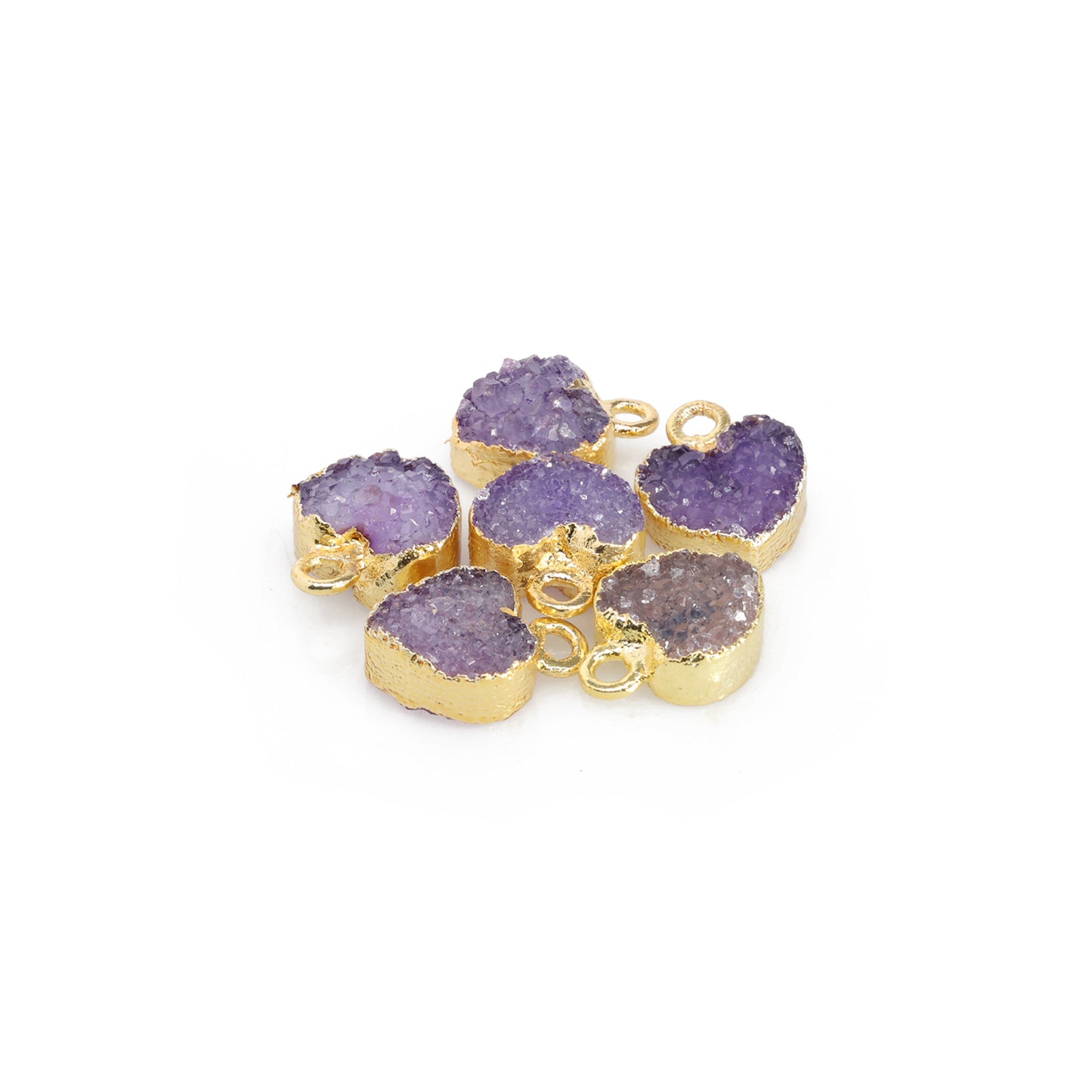 Heart Druzy Natural Gemstone, fourniture de fabrication de bijoux, Single Bail, Dainty Minimalist