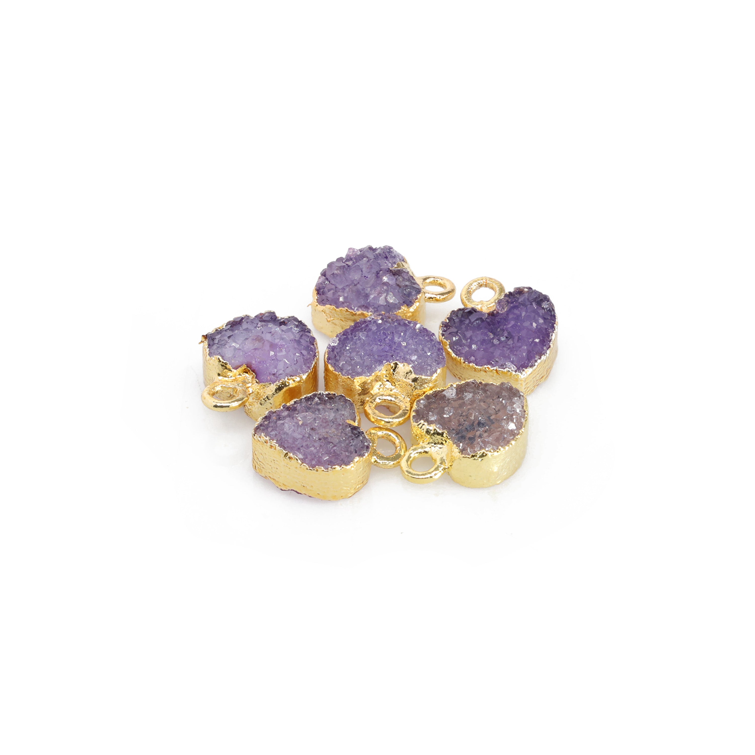 Heart Druzy Natural Gemstone, jewelry making supply, Single Bail, Dainty Minimalist