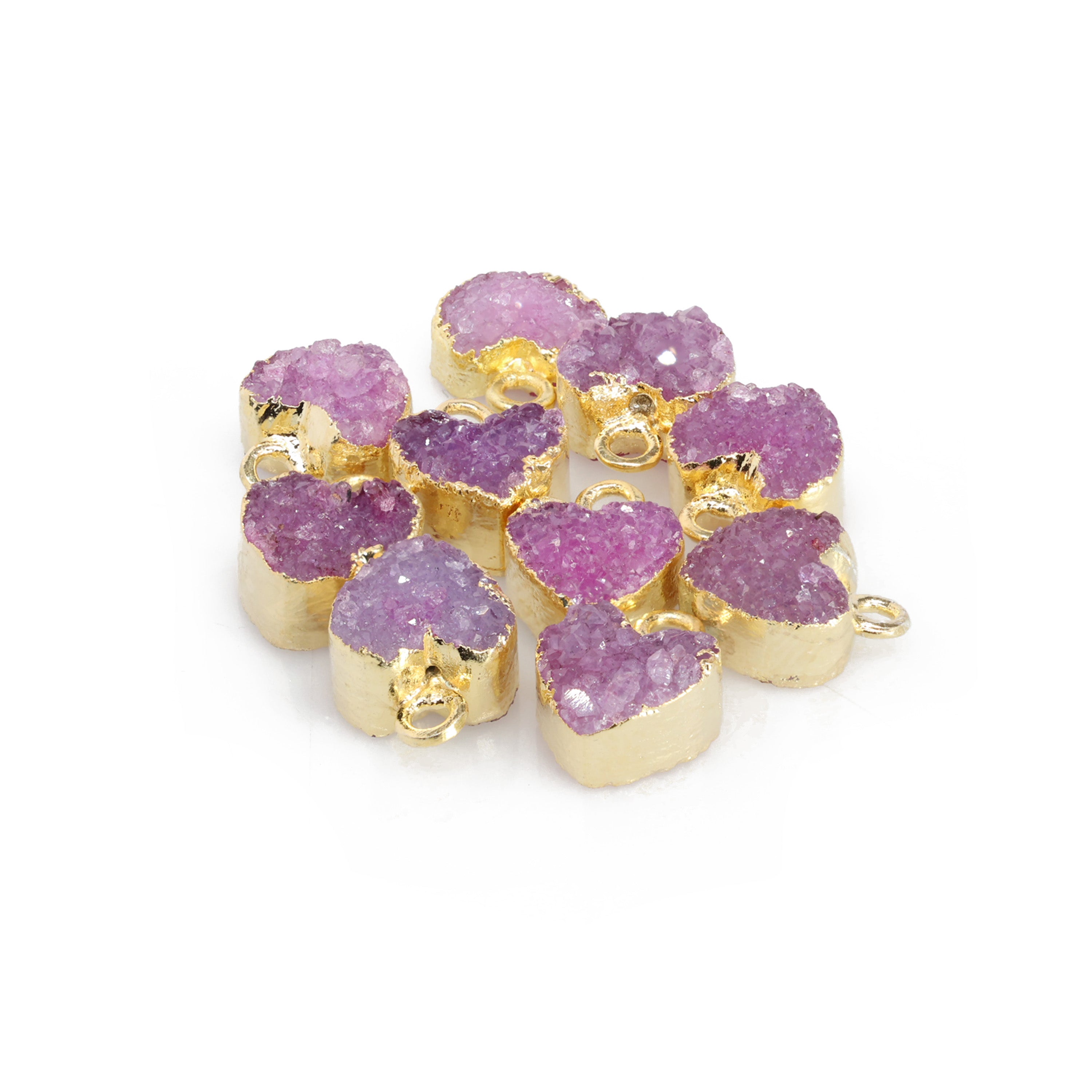 Heart Druzy Natural Gemstone, jewelry making supply, Single Bail, Dainty Minimalist