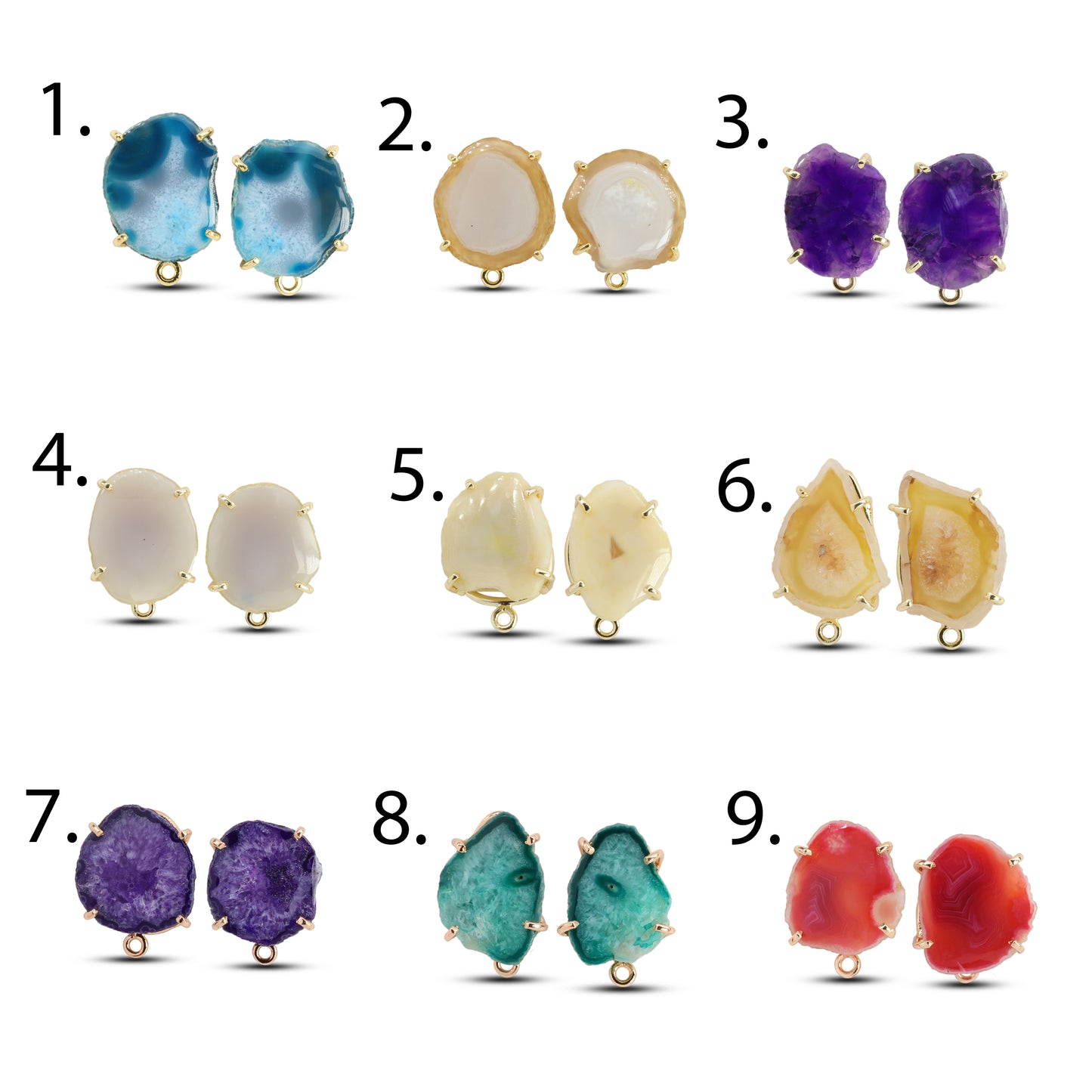 Geode Druzy Slice  Earpost  DIY Earrings
