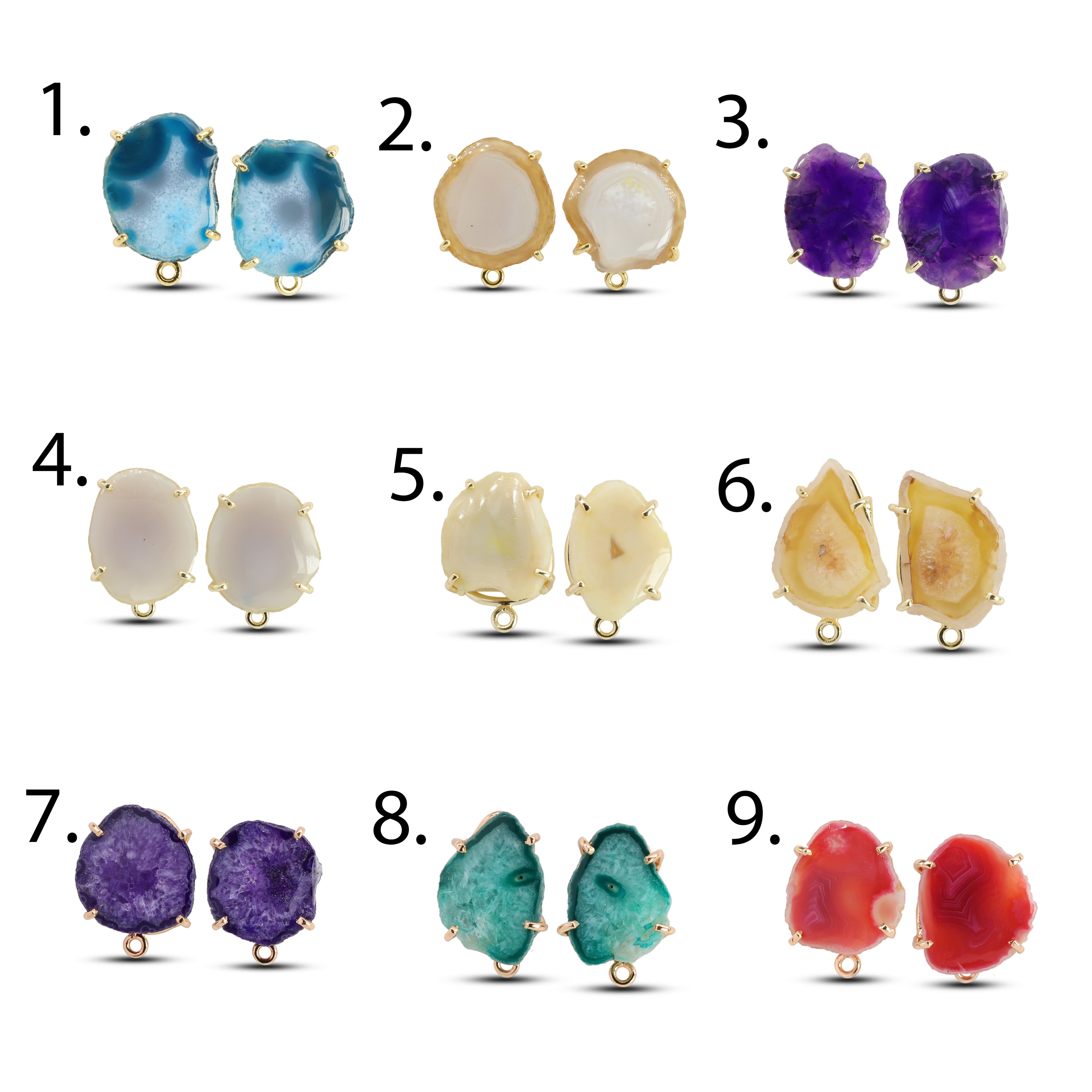 Geode Druzy Slice  Earpost  DIY Earrings
