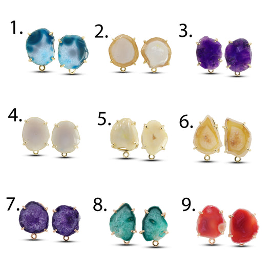 Geode Druzy Slice  Earpost  DIY Earrings Meena Design